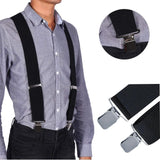 50Mm Extra Wide Heavy Duty 4 Buckles Stripe X Back Durable Elastic Adjustable Suspenders Strong Metal Clips Heavy Duty Men Braces