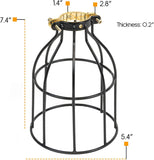 Cylinder Metal Wire Hanging Pendant Light Cage, Lamp Shade, Bulb Cover Guard, Ceiling Fan Globe Replacement, Lighting Fixture - Industrial Vintage DIY Project - Set of 2 - Black