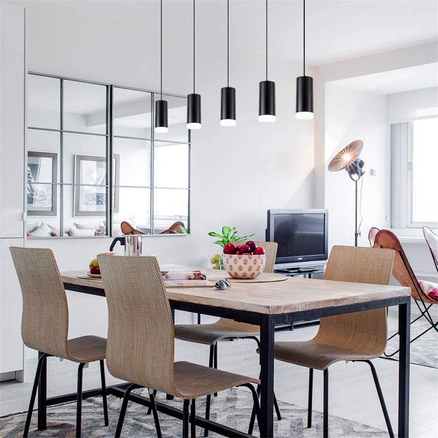 12W Modern LED Cylindrical Acrylic Pendant Lighting Ceiling Spot Lights Downlight Hanging Lamp for Kitchen Island Bar Living Dining Room Light Fixtures - Cold White