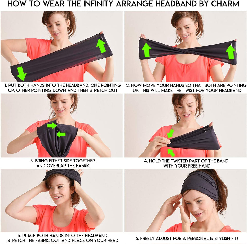 Mens Bandana Head Wrap - Womens Elastic Headband Japanese Long Hair Dreads Black