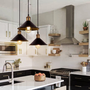 3-Light Black Pendant Lighting,Adjustable Linear Hanging Industry Loft Retro Metal Lights,E27,For Kitchen Island Living Room Dining Room