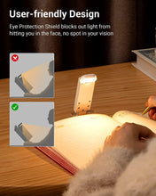 Load image into Gallery viewer, USB Rechargeable Book Light, Warm White, Brightness Adjustable for Eye-Protection, LED Clip on Portable Bookmark Light for Reading in Bed, Car (White)
