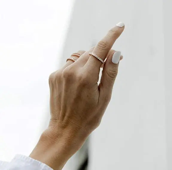 14K Gold Plated Sterling Silver Cubic Zirconia Diamond Stackable Eternity Bands for Women pattanaustralia