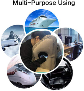 Inflatable Travel Pillow,  Inflatable Airplane Pillow Comfortably Supports the Head, Neck and Chin, Inflatable Neck Pillow with Free Eye Mask/Earplugs (Grey)
