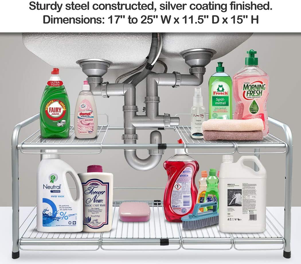 under Sink 2-Tier Expandable Cabinet Organiser Storage Shelf