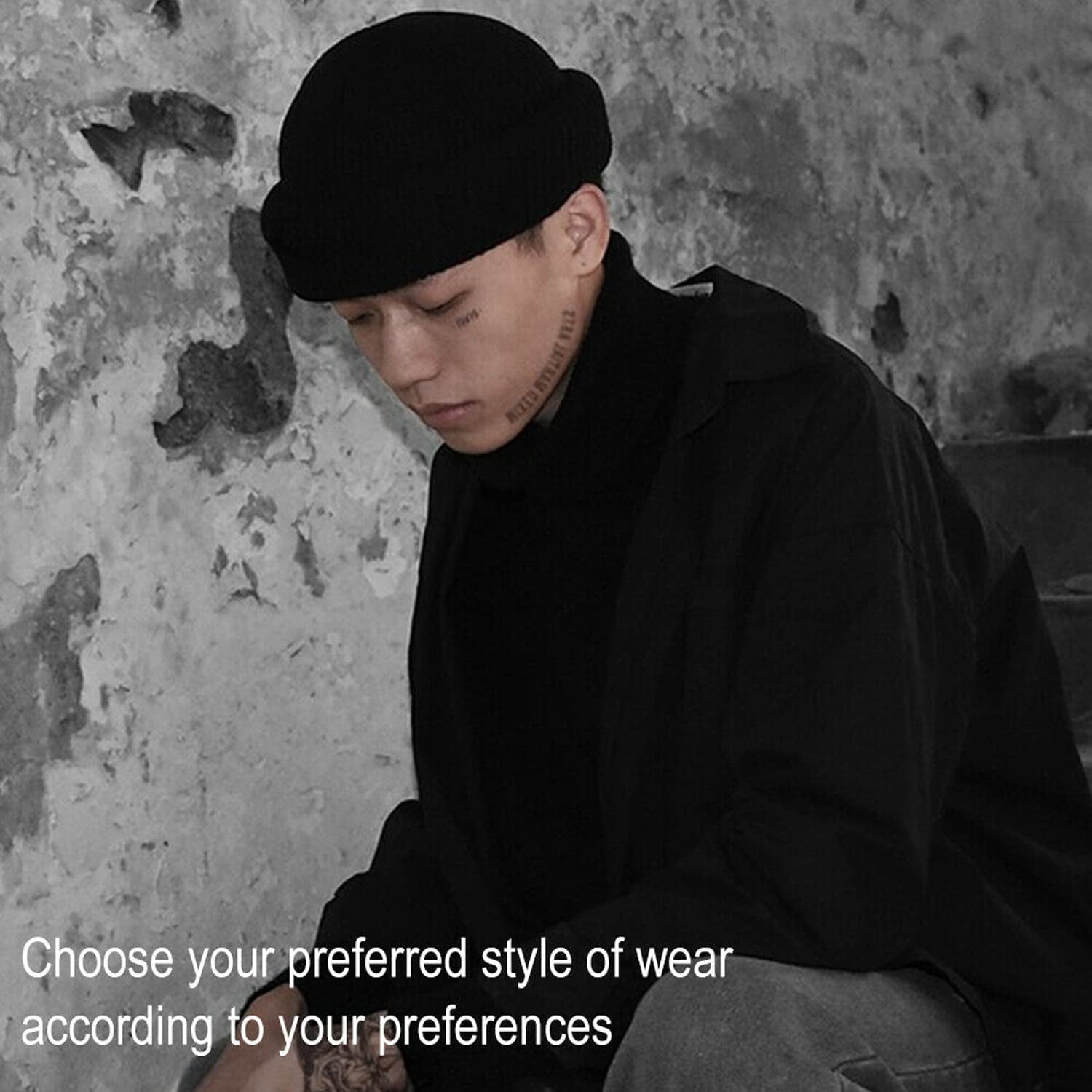 3 Holes Black Balaclava Style Windproof Mask Neck Warmer Ski Hat Fishing 3 Hole Beanie Face Mask Ski-Warm Knit-Men and Women Black