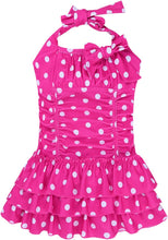 Load image into Gallery viewer, Girls Kids Bathing Suits Polka Dot Adjustable Halter Beach Sport One Piece Swimsuit Swimwear
