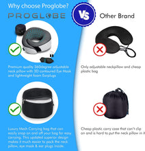Load image into Gallery viewer, Travel Pillow 100% Pure Memory Foam Neck Pillow, Pillows for Sleeping, Car and Airplane Travel Essentials, Travel Kit with 3D Contoured Eye Masks, Earplugs and Luxury Mesh Bag (Grey)
