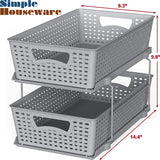 Simplehouseware 2 Tier Bathroom Organizer Tray Pull-Out Sliding Drawer/Under-Sink Storage, Grey