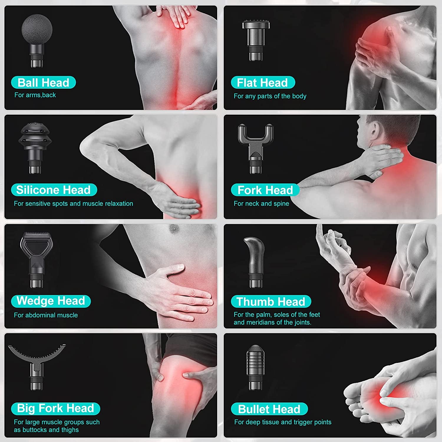 Massage Gun Electric Muscle Massager Deep Tissue 99 Speeds 2550Mah 3300 RPM Low Noise LED Touch Screen with 8 Replaceable Heads