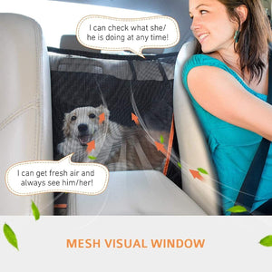 Dog Seat Cover, Waterproof Dog Car Seat Cover Back Seat Hammock with Mesh Visual Window & Side Flaps & Dog Seat Belt, Scratchproof Pet Seat Cover for Cars, Trucks, Suvs - 147 X 137Cm