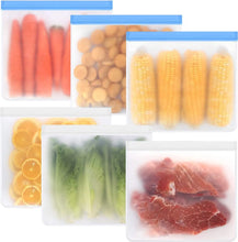 Load image into Gallery viewer, 6 Pcs Reusable Gallon Ziploc Organization Bags, Large Capacity Fridge Freezer Bags Silicone Kitchen Storage &amp; Organisation Pouch Bags for Sandwich Baby Food Storage (Blue+Clear)
