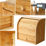 Bread Box, 2 Layer Bamboo Bread Boxes for Kitchen Food Storage, Large Capacity Bread Keeper Roll Top with Removable Layer, 15" X 9.8" X 14.2", 15 Mm Thickness (Self-Assembly)