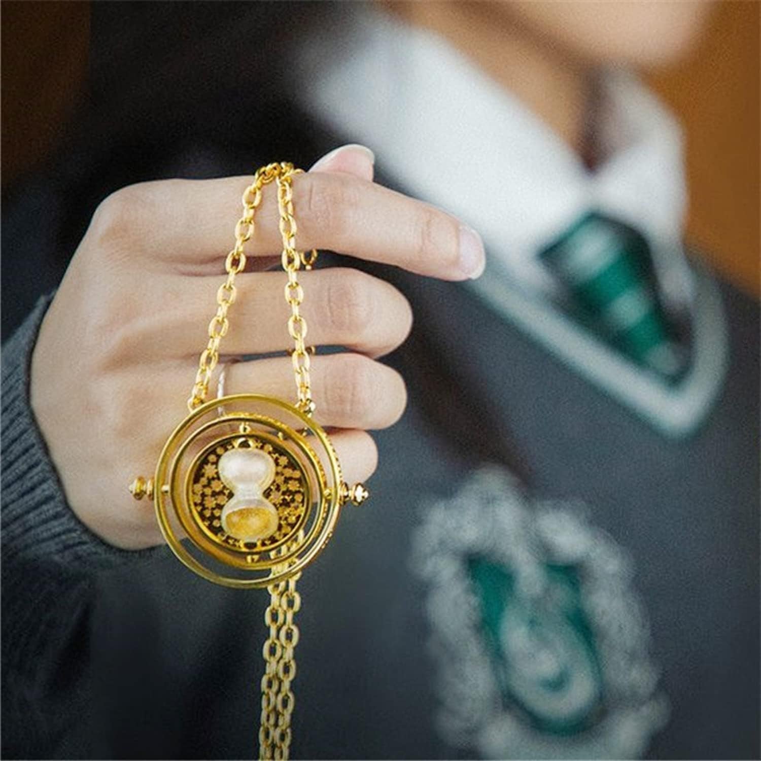 Time Turner Hourglass Pendant Necklace Rotating Jewelry Friendship Necklaces Gifts for Girls Decorations Cosplay Costume Jewelry Women Accessories