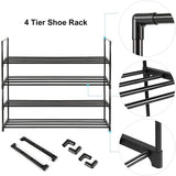 NBEST™ 4-Tier Shoe Rack, Shoe Storage Organizer, Hold up to 20 Pairs of Shoes, Stackable Shoe Tower for Living Room, Entryway(Black 80Cm 4-Tier)