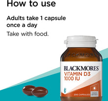 Load image into Gallery viewer, Vitamin D3 1000IU (200 Capsules)
