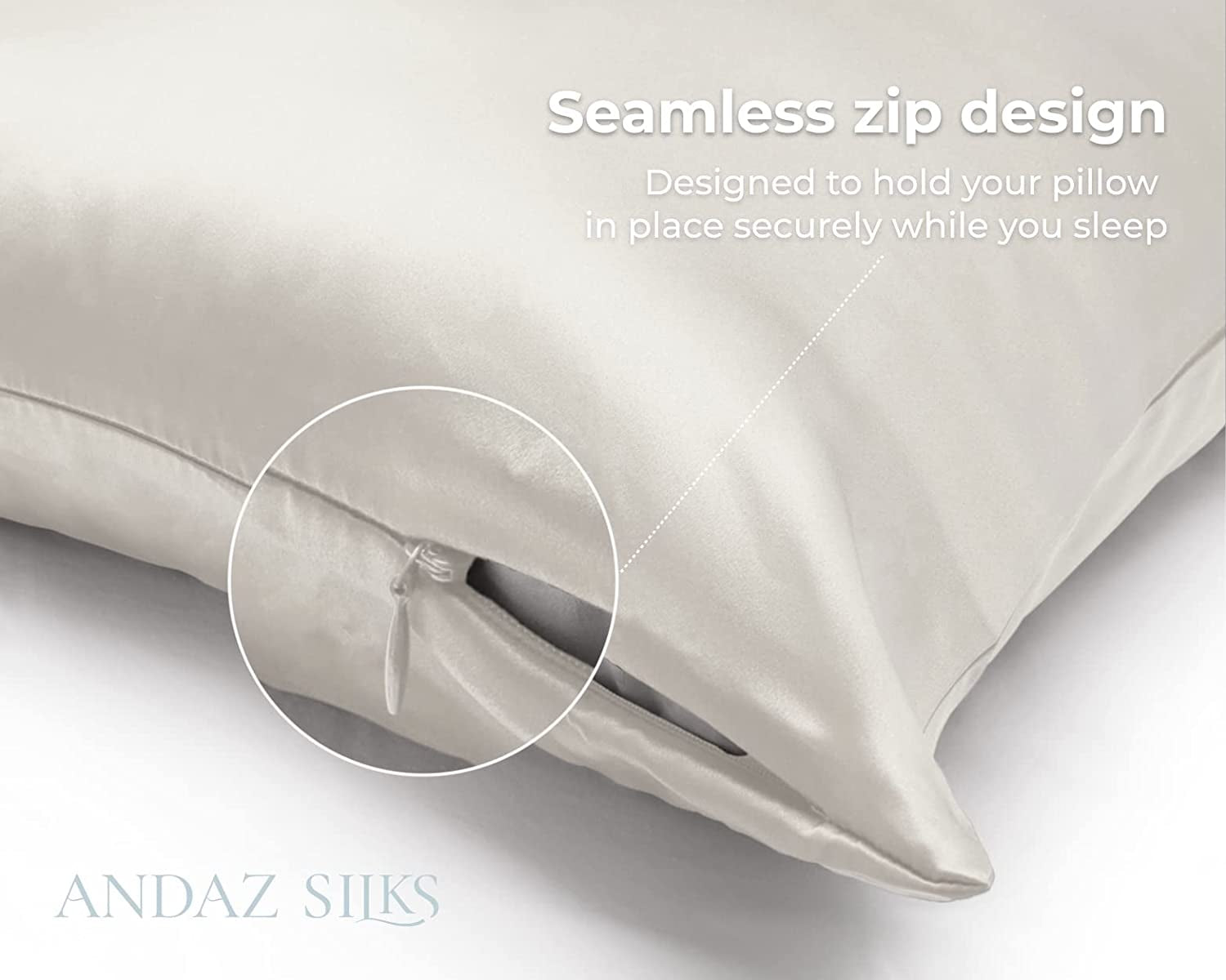 100% Mulberry Silk Pillowcase for Hair & Skin - Luxury Hypoallergenic Both Side Silk (Queen Size, 50X75Cm) (Ivory White)