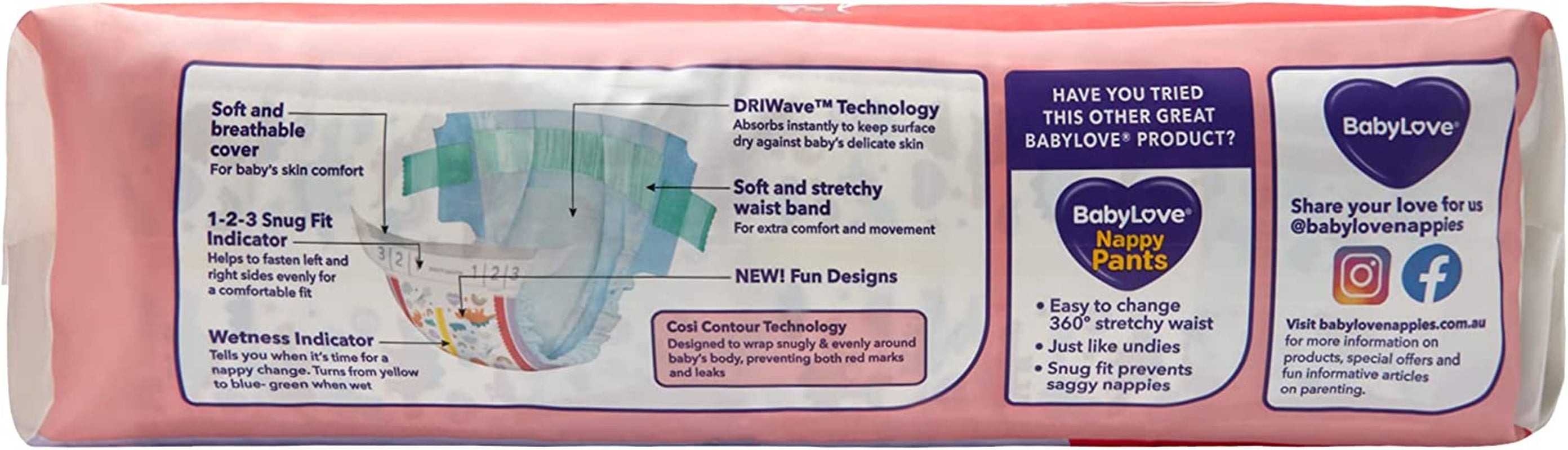 Babylove 216 Piece (3 Pack X 72) 1 Month Supply Premium Cosifit Nappies Size 3 Crawler 6-11Kg