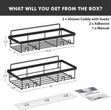 Shower Caddy Shelf Organizer Rack, Self Adhesive Black Bathroom Shelves Basket, Home Farmhouse Wall Shower inside Organization and Storage Decor Rv Accessories, First Apartment Essentials