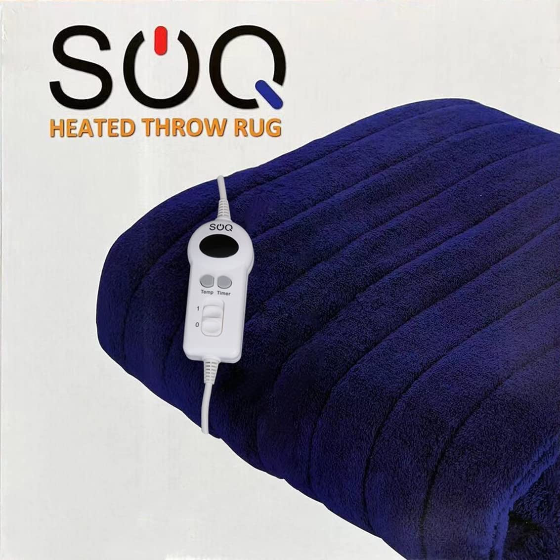 Electric Heated Throw Rug Snuggle Blanket 9 Smart Heat Settings Timer Control Washable Fleece Winter Snuggle Blanket T,160 X130Cm (Navy Blue)