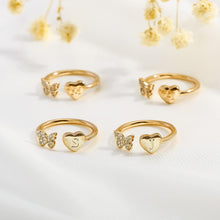 Load image into Gallery viewer, Stackable Initial Rings for Women Girls, Rose Gold Plated Butterfly Capital Letter Initial Rings for Women Teens Girls Letter Rings Stackable Rings for Girls Teen Girls
