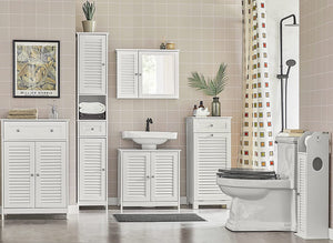 Tall Cabinet, Freestanding Cabinet, Bathroom Cabinet, 170X32X30 Cm, White, FRG236-W