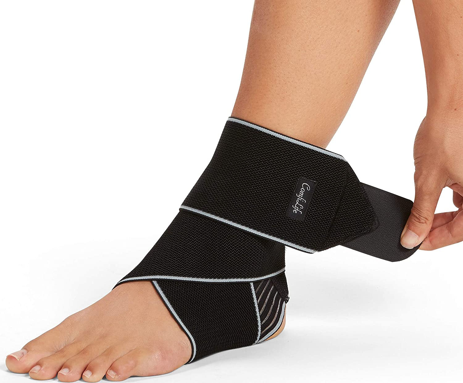 Ankle Brace for Men & Women - Adjustable Compression Ankle Support Wrap - Perfect Ankle Sleeve for Plantar Fasciitis, Achilles Tendon, Minor Sprains, Sports - Breathable, One Size Fits All
