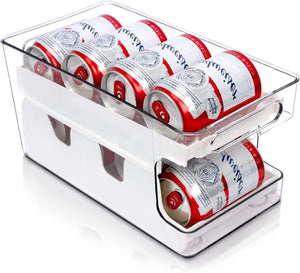 Soda Can Organizer Dispenser for Refrigerator, Clear Plastic Canned Food Pop Beverage Container Holder Storage Bin with Lid for Freezer Rack Pantry Cabinet Cupboard Kitchen-Standard