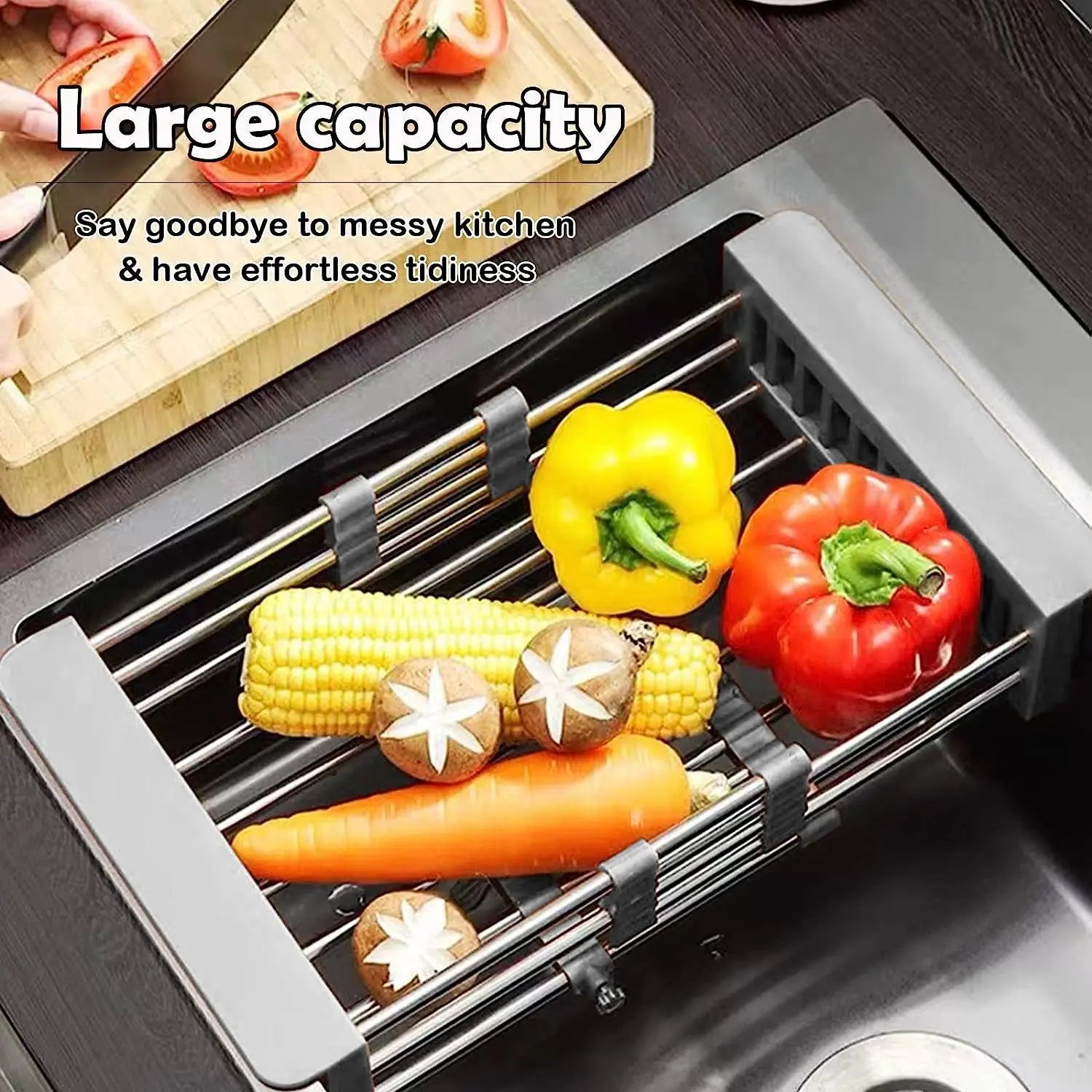 Expandable Dish Drying Rack over Sink, Stainless Steel Kitchen Sink Organiser, Dish Racks & Holders for Kitchen Storage & Organisation, Houseware Accessories for Home Storage & Organisation