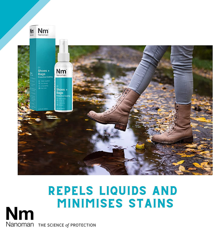 Shoe Protector Spray. Waterproof. Stain and Water Repellent for Shoes, Sneakers,Trainers, Sports Shoes, Bags, Purses Incl Fabric, Suede & Leather. Premium Nanotech Formula