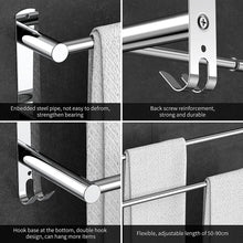 Load image into Gallery viewer, Stretchable 45-75 Cm(17-30 Inches) Towel Bar for Bathroom Kitchen Hand Towel Holder Dish Cloths Hanger SUS304 Stainless Steel RUSTPROOF Wall Mount No Drill Sdjustable (Two BAR)
