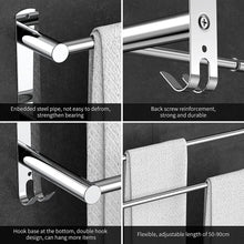 Load image into Gallery viewer, Stretchable 45-75 Cm(17-30 Inches) Towel Bar for Bathroom Kitchen Hand Towel Holder Dish Cloths Hanger SUS304 Stainless Steel RUSTPROOF Wall Mount No Drill Sdjustable (Two BAR)
