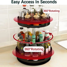 Load image into Gallery viewer, 2 Tier Lazy Susan 360° Turntable Kitchen Spice Storage Organizer Rack, Height Adjustable Rotating Tray for Kitchen Cabinet Pantry Bathroom, Condiments Storage Rack
