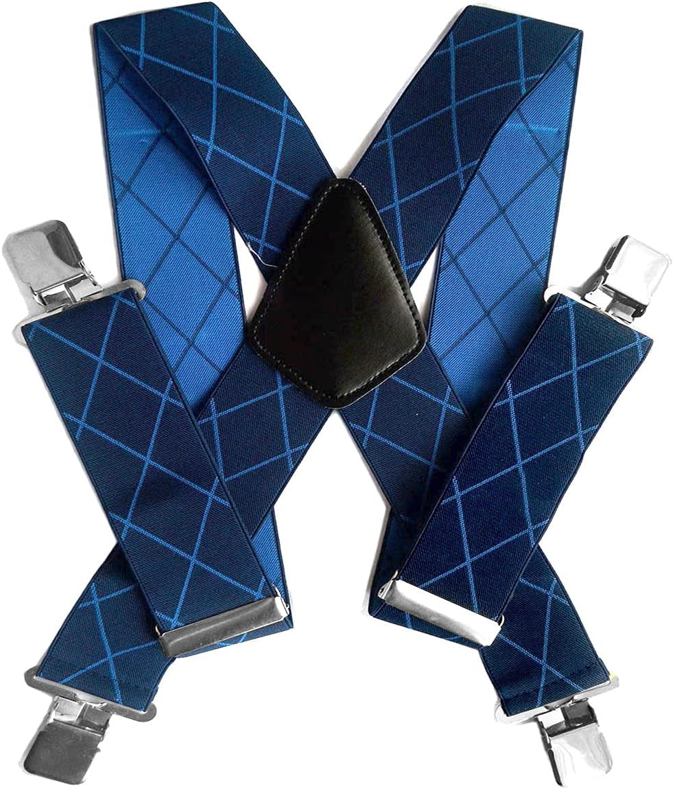 Men'S 50Mm Wide Suspenders Heavy Duty Elastic Leather Clip on Braces Trousers Ac4759