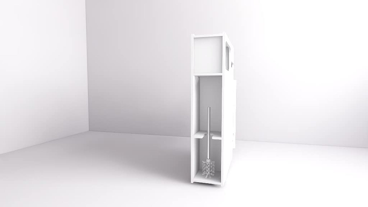 Bathroom Storage Rolling Cabinet Toilet Roll Holder White