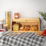 Bread Box - Bamboo Bread Bin for Kitchen Countertop Large Capacity Bread Storage Container Bread Holder Food Storage Kitchen Storage & Organisation, Self-Assembly (Natural)