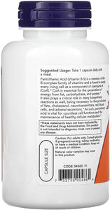 Foods Pantothenic Acid, 500 Mg, 100 Caps