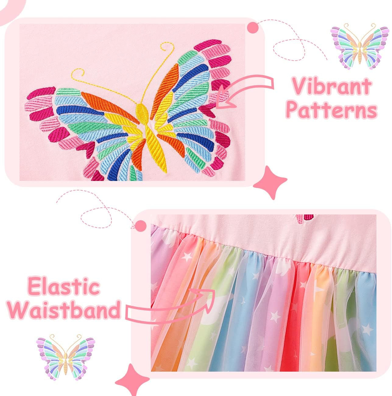 Dress for Girls, Soft Twirly Stretchy Casual Ruffle Daily Dress for Toddler/Little/Big Kid Girls Clothing 3-9T Clothes