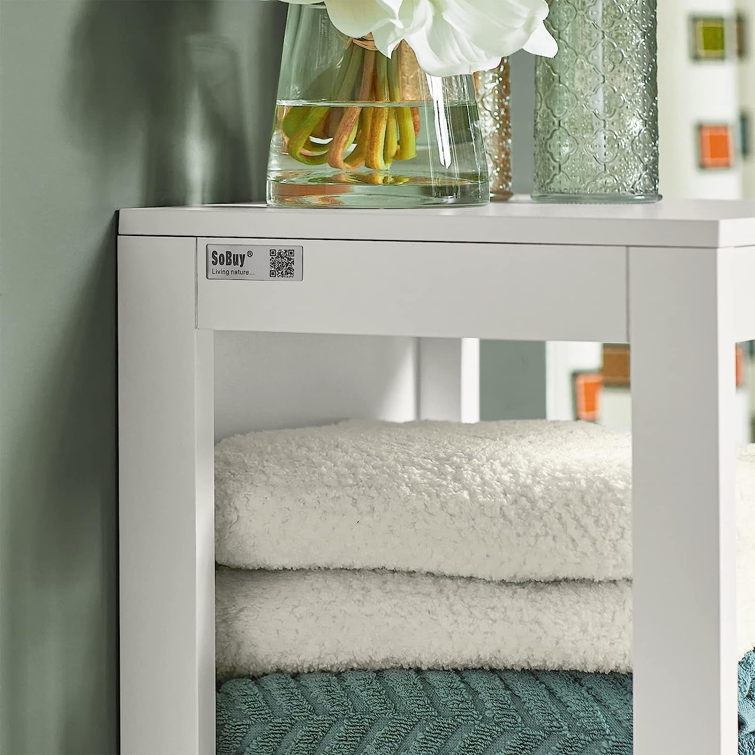 Freestanding Cabinet, 2 Drawers and Shelf, Cupboard for Bathroom, Bedroom, Standing Shelves with Drawers, FRG127-W
