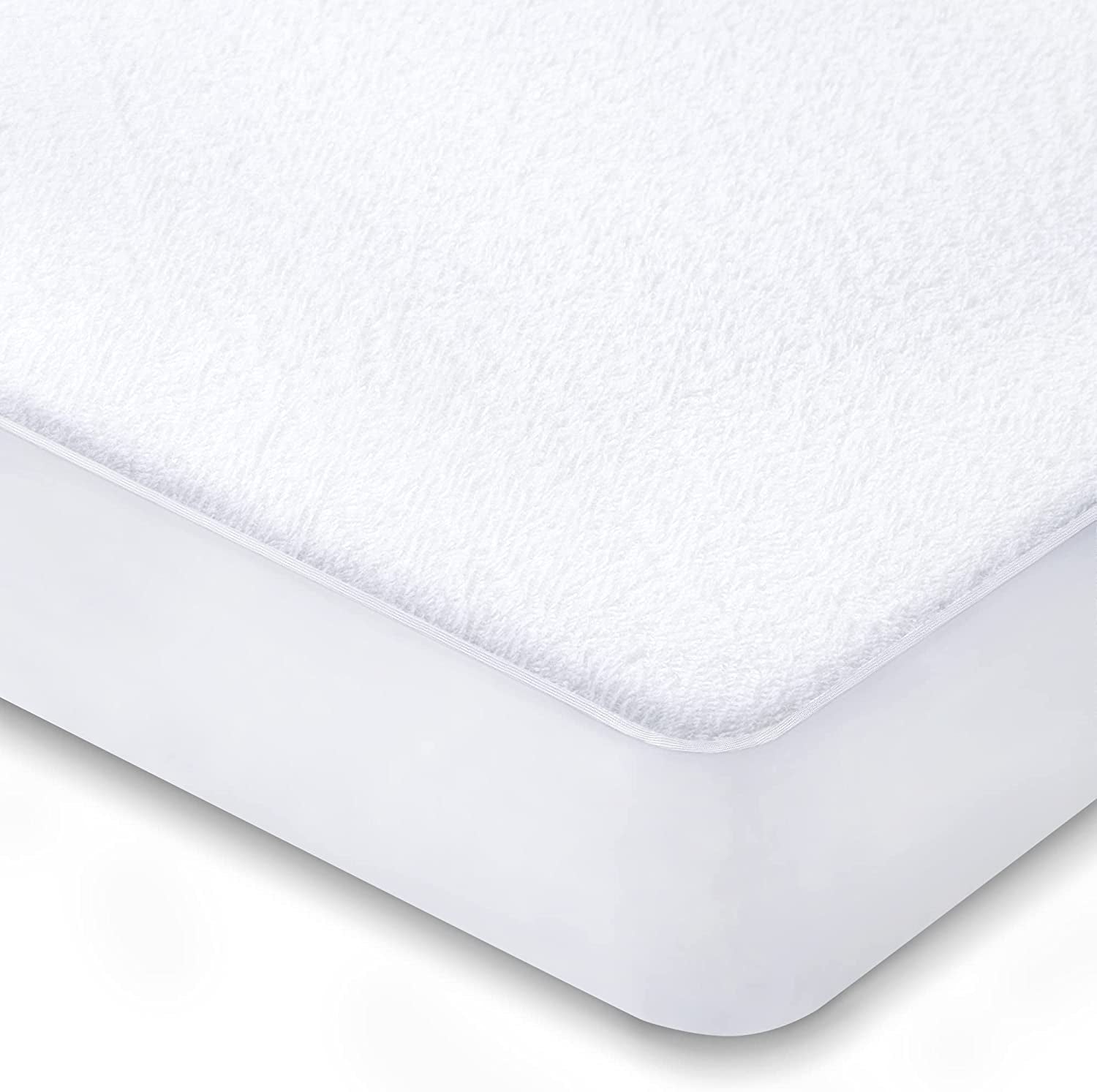 Queen Mattress Protector, Waterproof Mattress Cover, Cooling Bed Cover with Breathable Cotton Terry Surface, Vinyl Free and Fitted Sheet Style Pad Fits up to 18", Machine Washable, 60" X 80"