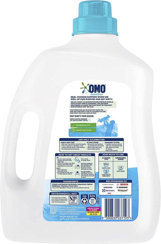 Sensitive Liquid Laundry Detergent 4L, 80 Washes, Fragrance Free