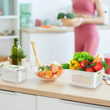 Food Storage Containers with Lids Set of 4,Fridge Organiser Bins,Fridge Storage with Colander,Reusable Food Containers for Fruit & Vegetable Storage,Kitchen Storage & Organisation