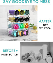 Load image into Gallery viewer, Water Bottle Organiser, Water Bottle Holder Plastic Stackable Water Bottle Storage Rack for Kitchen Cabinets, Countertop, Pantry Storage and Fridge, Free-Standing Tumbler Kitchen Storage Holder for Wine and Drink Bottles (4 Pack)
