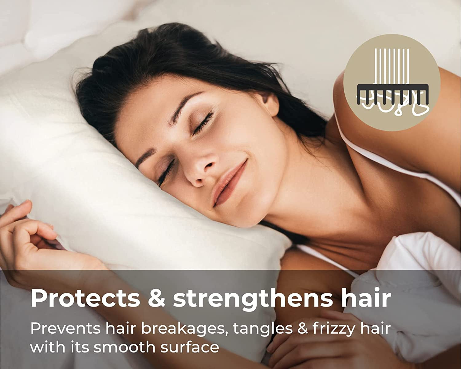 100% Mulberry Silk Pillowcase for Hair & Skin - Luxury Hypoallergenic Both Side Silk (Queen Size, 50X75Cm) (Ivory White)