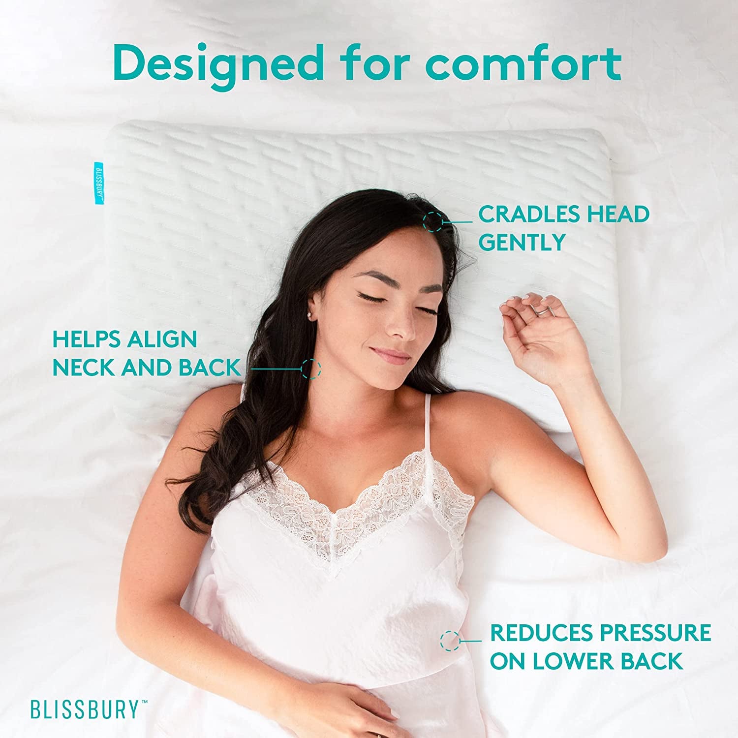 6.5Cm Thin Stomach Sleeping Memory Foam Pillow. Slim, Flat, Cooling Sleep for Belly or Back with Soft Bamboo Washable Cover, Neck and Head Support for Men and Women Bedding Accessories
