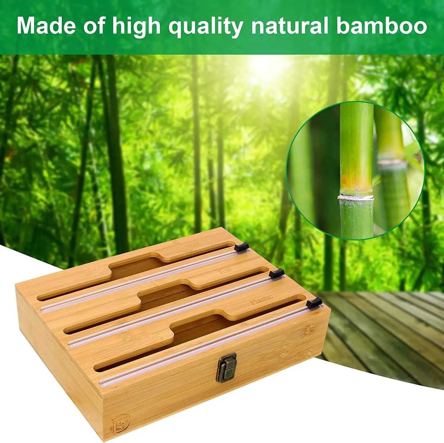 3 in 1 Plastic Wrap Dispenser with Slide Cutter，Aluminum Foil, Wax and Plastic Wrap Dispenser Organizer