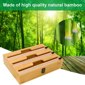 3 in 1 Plastic Wrap Dispenser with Slide Cutter，Aluminum Foil, Wax and Plastic Wrap Dispenser Organizer