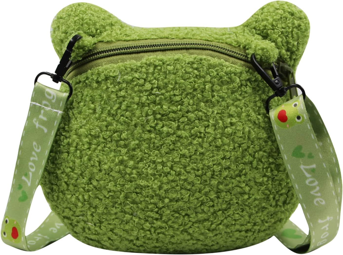 Cute Frog Crossbody Shoulder Bag Coin Purse Plush Mini Cartoon Satchel Handbags for Kids Girls Boys Women, C Green, One Size, Unique,Crossbody