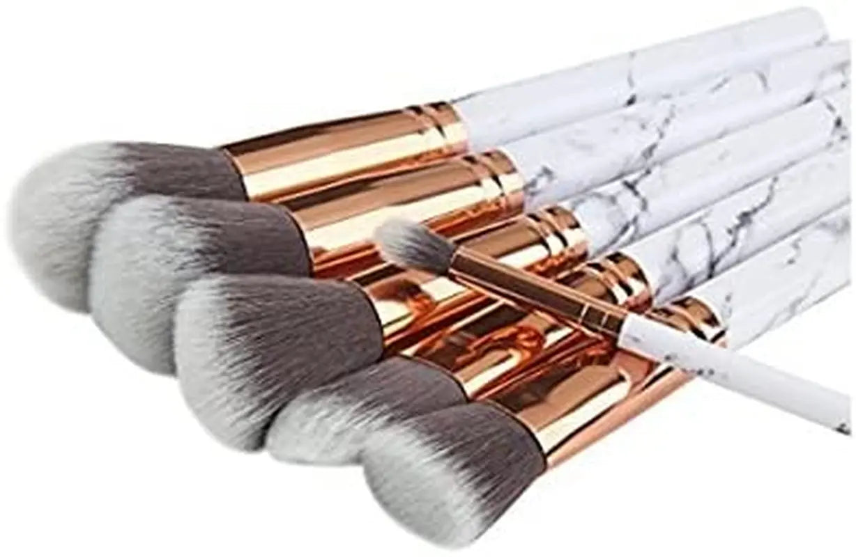 Marble Makeup Brushes Set 10 Pcs Professional Premium Synthetic Kabuki Foundation Cream Face Powder Blush Concealer Eyeshadow Brush