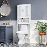 Bathroom Space Saver Cabinet, Over-The-Toilet Storage Unit, 4-Tier Adjustable Shelf Organizer, Adjustable Bottom Bar, White UBBC10WT